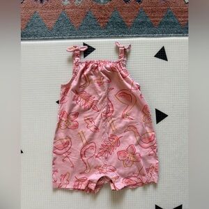 Carter’s|Baby girl Pink Flamingo sleeveless flowy boxy  Romper••cotton,18 months